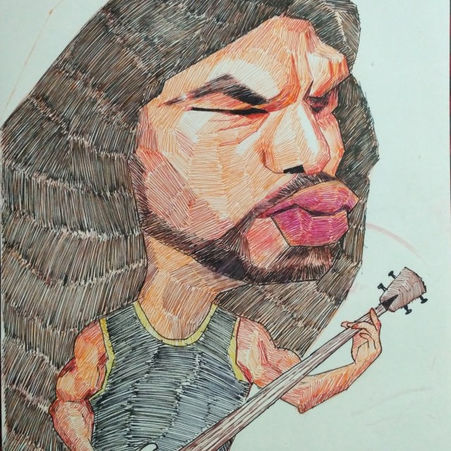 Rob Trujillo Metallica Pen Caricature