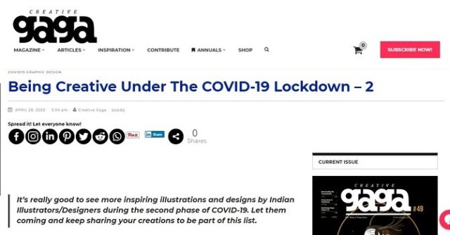 Feature in Creative gaga Magazine – Being Creative under&nbsp;Lockdown