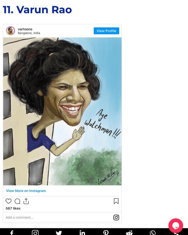 Featured in Creative Gaga – 11 Indian Caricature Artists to look out&nbsp;for!￼